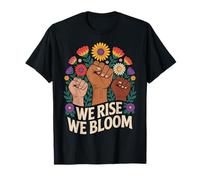 Féministe Fleur Levée Poing Social Justice Égalité Mouvement T-Shirt