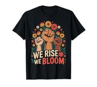 Féministe Fleur Levée Poing Social Justice Égalité Mouvement T-Shirt