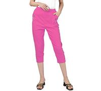 femiss Pantacourt court pour femme - 3/4 - Extensible - Doux - Élastique - À enfiler - Taille 3/4, rose cerise, 38