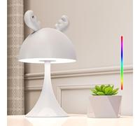FemKey LED Lampe de Chevet Enfant Fille Garçon, Veilleuse Bébé Tactile avec 7 modes RGB Lumière, lampe de bureau kawaii decorative Rechargeable Type-C, Lampe de Table Couleur RGB Renne Blanc