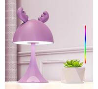 FemKey LED Lampe de Chevet Enfant Fille, Veilleuse Bébé Tactile avec 7 modes RGB Lumière, lampe de bureau kawaii decorative Rechargeable Type-C, Lampe de Table Couleur RGB Renne Violette