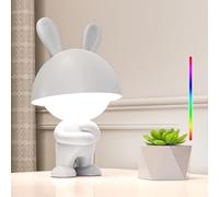 FemKey Veilleuse Bébé Tactile, LED Lampe de Chevet Enfant Fille Garçon avec 7 modes RGB Lumière, lampe de bureau kawaii decorative Rechargeable Type-C, Lampe de Table Couleur RGB Lapin Blanc