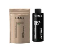 FemMas Kit blanchiment : poudre décolorante 100 g et oxycrème 100 ml | Kit parfait pour cheveux blonds | Jusqu'à 9 tons plus clairs