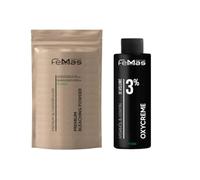 FemMas Kit blanchiment : poudre décolorante 100 g et oxycrème 100 ml | Kit parfait pour cheveux blonds | Jusqu'à 9 tons plus clairs