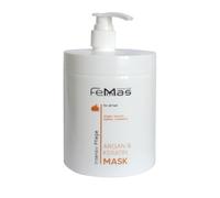 FemMas Masque capillaire Argan et Kératine I Soin réparateur pour cheveux secs et abîmés I Anti-frisottis, finition soyeuse à l'huile d'argan et à la kératine I Hydratation intense I 1000ml avec pompe