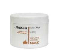 FemMas Masque capillaire Argan et Kératine I Soin réparateur pour cheveux très secs et abîmés I Anti-frisottis, finition soyeuse à l'huile d'argan et à la kératine I Hydratation intense I 300 ml