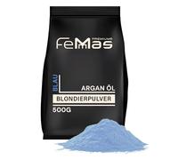 FemMas Poudre décolorante bleue 500 g I Poudre décolorante avec technologie Plexi & huile d'argan I Blondissement uniforme I Ultra fort & sans poussière I Hair Bleach pour éclaircissement jusqu'à 9