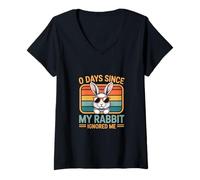 Femme 0 Jours Depuis Que Mon Lapin m'a ignoré Lapin Amoureux T-Shirt avec Col en V
