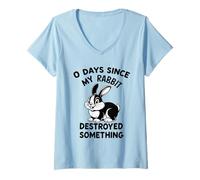 Femme 0 Jours Depuis Que Mon Rabbit A Détruit Quelque Chose T-Shirt avec Col en V