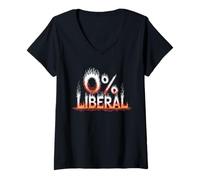 Femme 0 Libéral Tshirt Américain USA Anti-Libéral Républicain T-Shirt avec Col en V