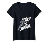 Femme 0 Libéral Tshirt Américain USA Anti-Libéral Républicain T-Shirt avec Col en V