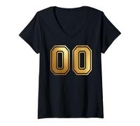 Femme 00 Number Zero Team Sports Graphic Varsity Matching T-Shirt avec Col en V