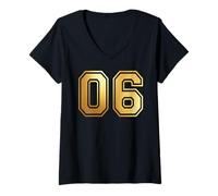Femme 06 Matching Graphique des Sports d'équipe numéro Six T-Shirt avec Col en V
