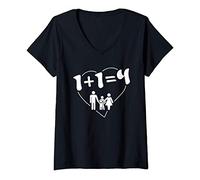 Femme 1+1=4 Deuxième annonce de grossesse T-Shirt avec Col en V