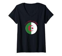 Femme 1 2 3 vive Drapeau l'algerie T-Shirt avec Col en V