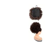 Femme 1 extension de queue de cheval afro bouffante avec cordon de serrage for femmes noires, postiche synthétique à clip en chignon afro bouclé Facile à utiliser(8inch-4)