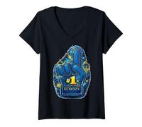 Femme #1 Papa Doigt Design Funny Dad Pride Number One Daddy T-Shirt avec Col en V