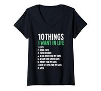 Femme 10 choses que je veux dans ma vie : chats, plus de chats, femme T-Shirt avec Col en V