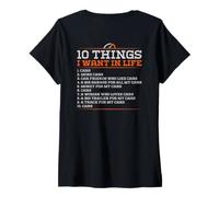 Femme 10 Things I Want in My Life Cars More Cars - Drôle (arrière) T-Shirt avec Col en V