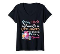 Femme 10% World is Left Handed So Basically I'm A Unicorn T-Shirt avec Col en V