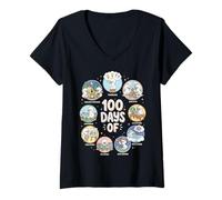 Femme 100 Days of Being A Silly Goose T-Shirt avec Col en V