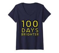Femme 100 Days of School 100 T-Shirt avec Col en V
