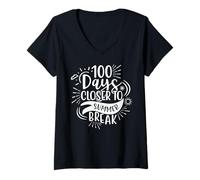 Femme 100 Jours Avant Les Vacances d'été : 100 Jours Amusants T-Shirt avec Col en V
