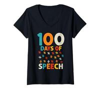 Femme 100 Jours de Parole 100 Jours d'orthophonie T-Shirt avec Col en V