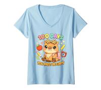 Femme 100 Jours où tu Dois être Capy, Un Joli écolier léopard Capybara T-Shirt avec Col en V