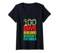 Femme 100 Jours pour bâtir Un Avenir Brillant, ce sont 100 Jours d'école T-Shirt avec Col en V
