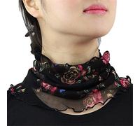 Femme 100% Soie de Mûrier Tour de Cou Faux Col Foulard Écharpe de Cou Cercle Tube Écharpe(#6)