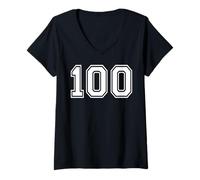 Femme 100 Sports d'équipe numéro Cent Correspondant à Varsity T-Shirt avec Col en V
