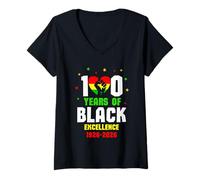 Femme 100 Years of Black Excellence 1926-2026 Celebration African T-Shirt avec Col en V