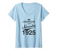Femme 100e Anniversaire Né en Novembre 1925 Vintage 100 Ans d'âge T-Shirt avec Col en V
