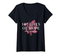 Femme 107 Jours d'espoir Kamala Harris T-Shirt avec Col en V