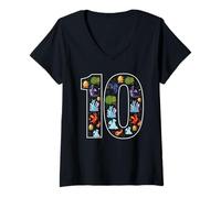 Femme 10e Anniversaire du Dragon T-Shirt avec Col en V