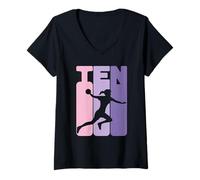 Femme 10ème Anniversaire Filles Handball Filles 10 Ans de Handball T-Shirt avec Col en V