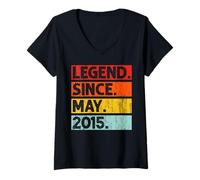 Femme 10th Birthday Gifts Legend Since May 2015 10 Years Old T-Shirt avec Col en V