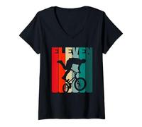 Femme 11 Ans BMX conducteur BMX Tricks 11e Anniversaire garçon BMX T-Shirt avec Col en V
