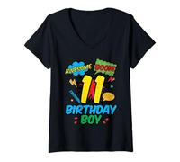 Femme 11e Anniversaire garçon Bande dessinée 11e Anniversaire fête Super-héros garçons Enfants T-Shirt avec Col en V