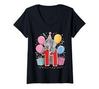 Femme 11e anniversaire garçon fille 11 ans onze Weimaraner T-Shirt avec Col en V