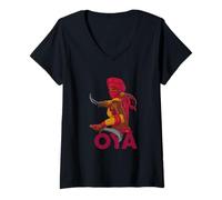 Femme 12 Orisha OYA Yoruba Déesse Africaine Dieux Mythologie Africaine T-Shirt avec Col en V