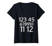 Femme 123 45 678910 11 12 | Street Song enseigné Counting T-Shirt avec Col en V