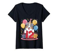 Femme 12e anniversaire garçon fille 12 ans douze berger australien T-Shirt avec Col en V