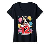Femme 12ème anniversaire garçon fille 12 ans douze bouvier bernois T-Shirt avec Col en V