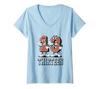 Femme 13 Treize Anniversaire Adolescent 13 Ans T-Shirt avec Col en V