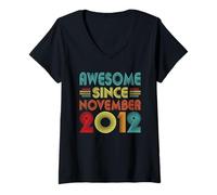 Femme 14th Birthday Idea Awesome Since November 2012 14 Years Old T-Shirt avec Col en V