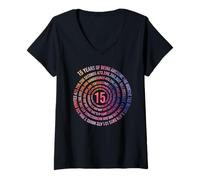 Femme 15 ans anniversaire helix 15 ans garçon fille anniversaire T-Shirt avec Col en V