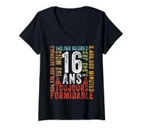 Femme 16 Ans Toujours Formidable Cadeau Anniversaire 16 Ans T-Shirt avec Col en V