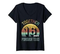 Femme 16 Wedding Anniversary for Couple Sixteen Years of Marriage T-Shirt avec Col en V